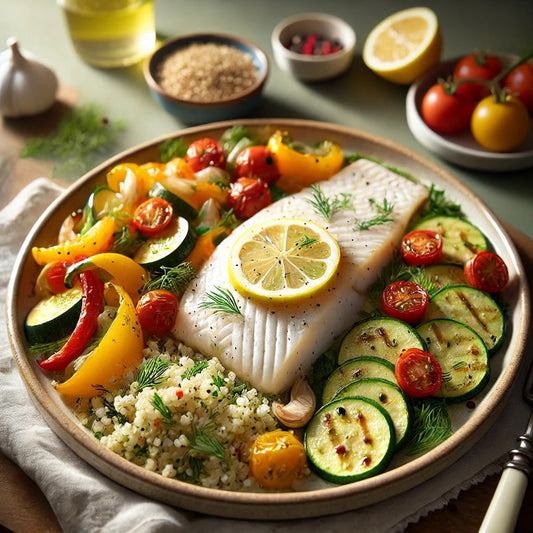 Baked Tilapia with Quinoa and Roasted Vegetables