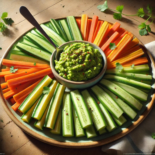 Cucumber and Carrot Sticks with Guacamole