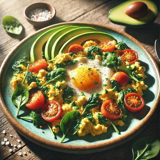 Scrambled Eggs with Spinach and Tomatoes