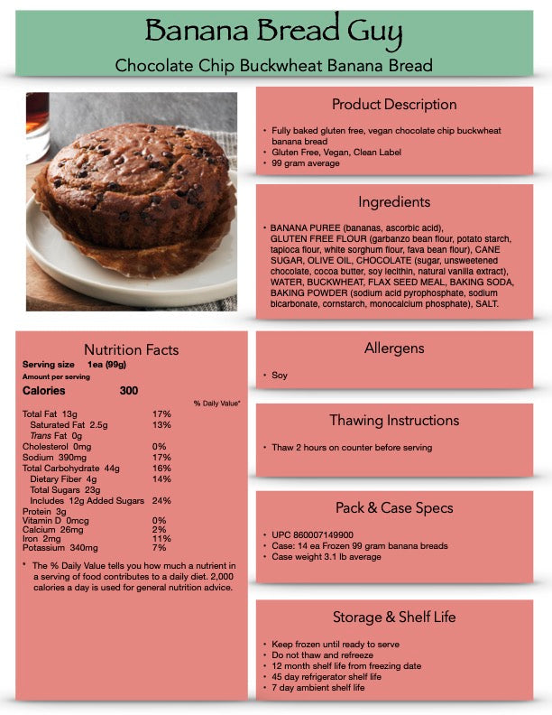 Banana Bread- Chocolate Chip Buckwheat