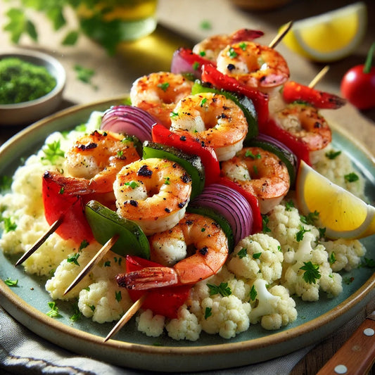 Grilled Shrimp Skewers with Bell Peppers and Onions